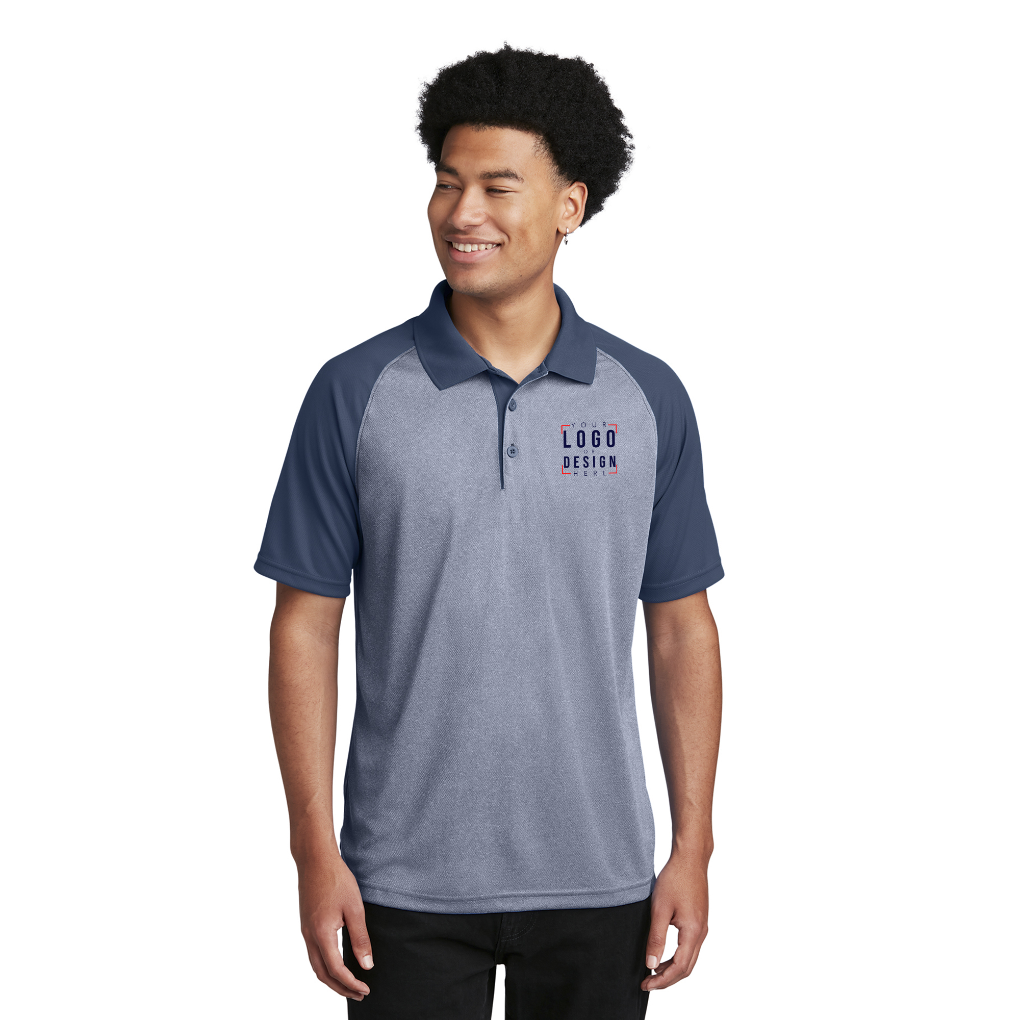 Sport-Tek PosiCharge RacerMesh Raglan Heather Block Polo