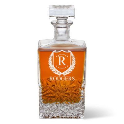 ShieldStar Personalized Squared Whiskey Decanter