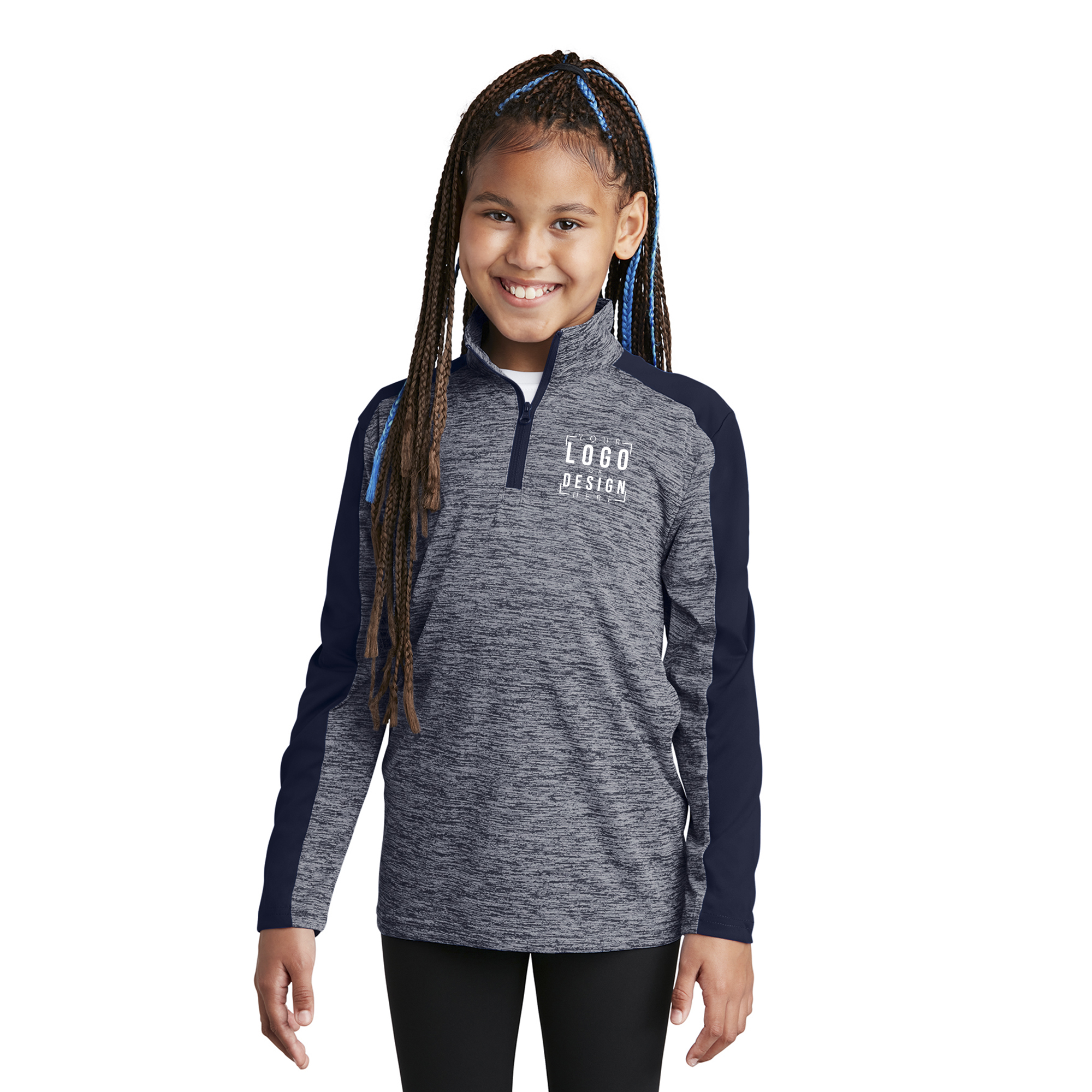 Sport-Tek Youth PosiCharge Electric Heather Colorblock 1/4-Zip Pullover