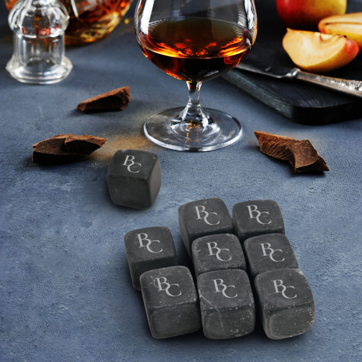 laser engraved personalized basalt whiskey stone