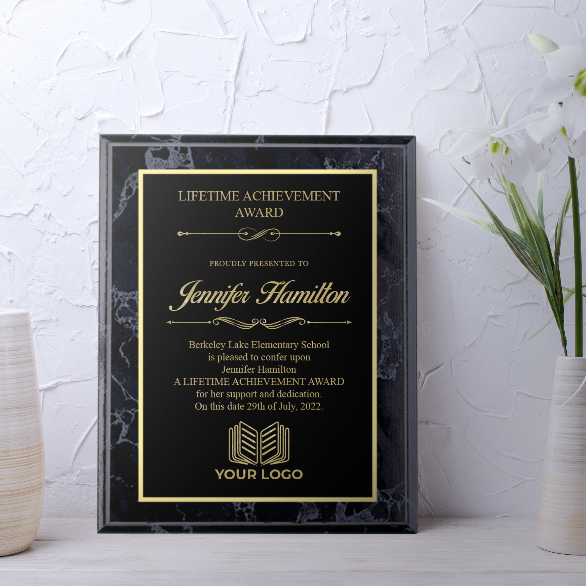 Personalized Black Marble Finish Plaque