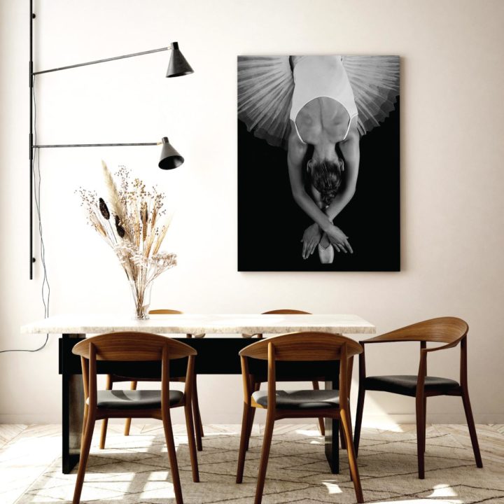 Stretching Ballerina Black & White Acrylic Print - Image 2