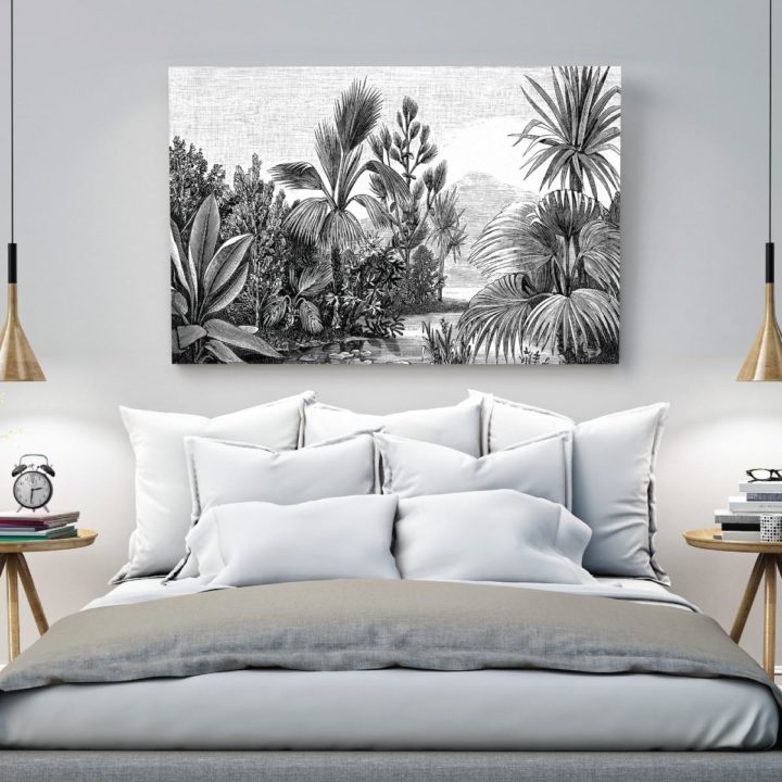 Illustration of Eocene Period Landscape Black & White Acrylic Print - Image 2