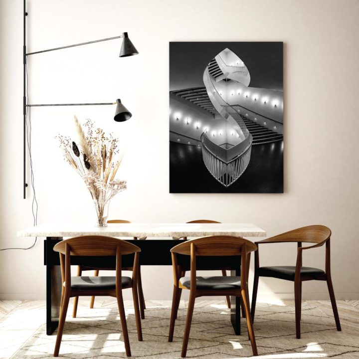 Symmetrical Staircase Black & White Acrylic Print - Image 2