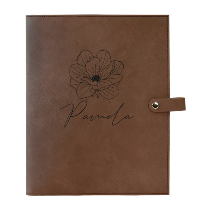 personalized laser engraved faux leather bible cover with clip closure