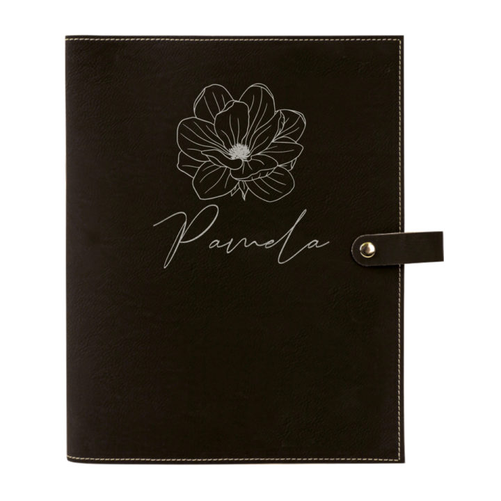 personalized laser engraved faux leather bible cover with clip closure