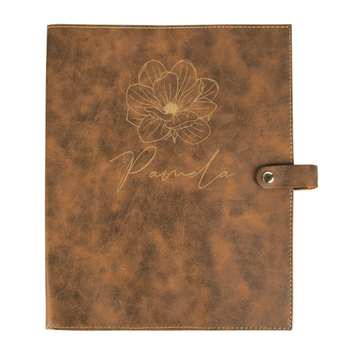 personalized laser engraved faux leather bible cover with clip closure