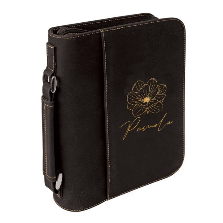 personalized laser engraved faux leather bible cover with handle and zipper