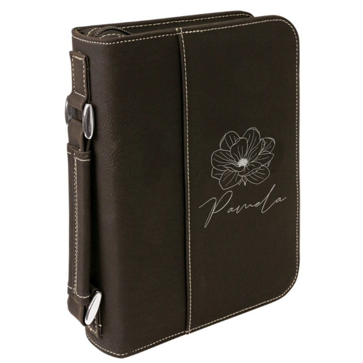 personalized laser engraved faux leather bible cover with handle and zipper