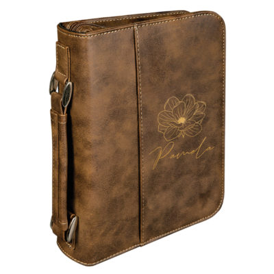 personalized laser engraved faux leather bible cover with handle and zipper