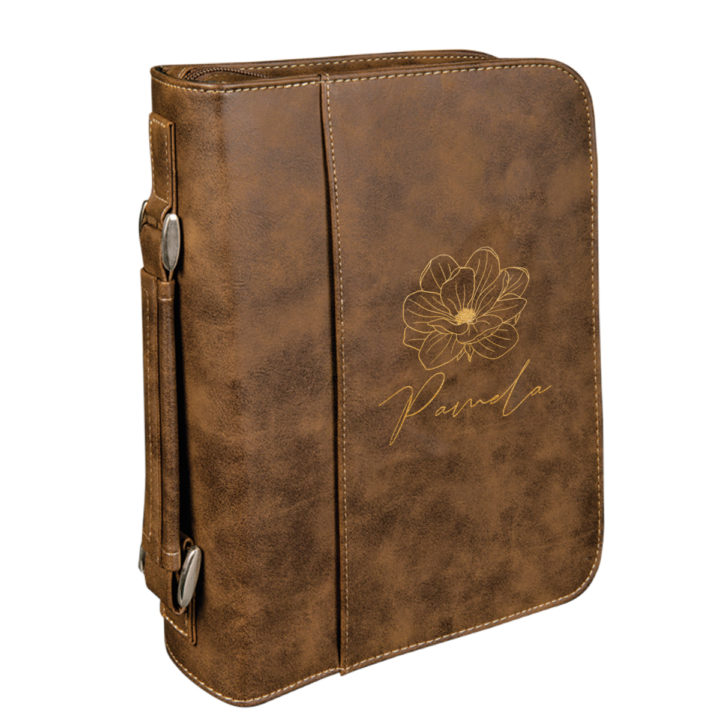 personalized laser engraved faux leather bible cover with handle and zipper