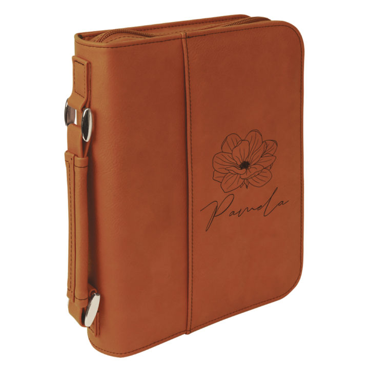 personalized laser engraved faux leather bible cover with handle and zipper