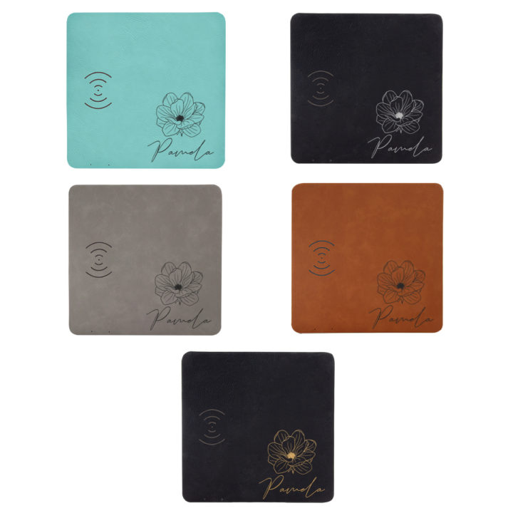 Personalized Blossom Leatherette Wireless Charging Pad - Image 2