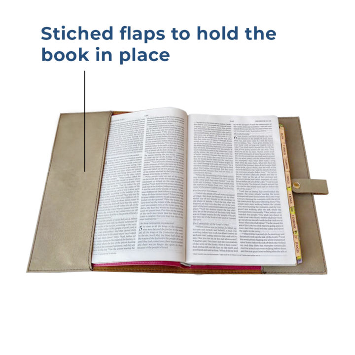 personalized laser engraved faux leather bible cover with clip closure