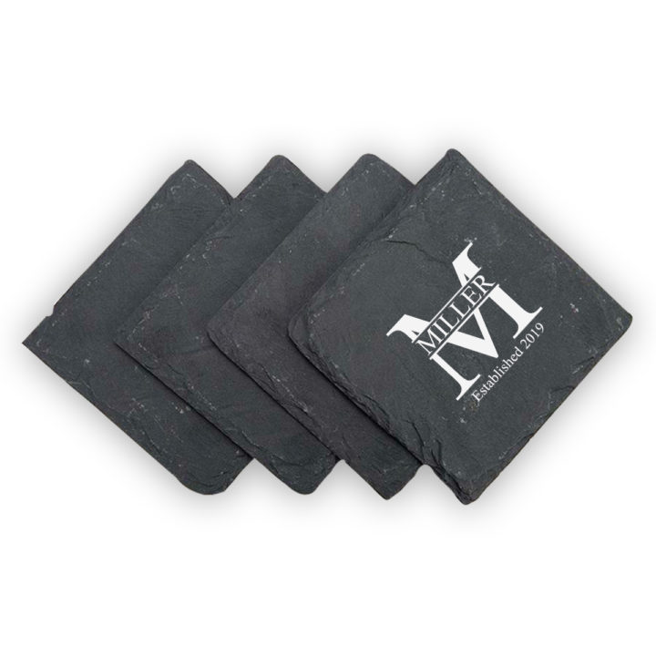 Personalized Miller Square Slate Coaster Set - Image 4