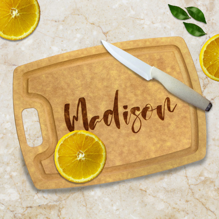 Personalized Composite Wood Cutting Board with Juice Groove