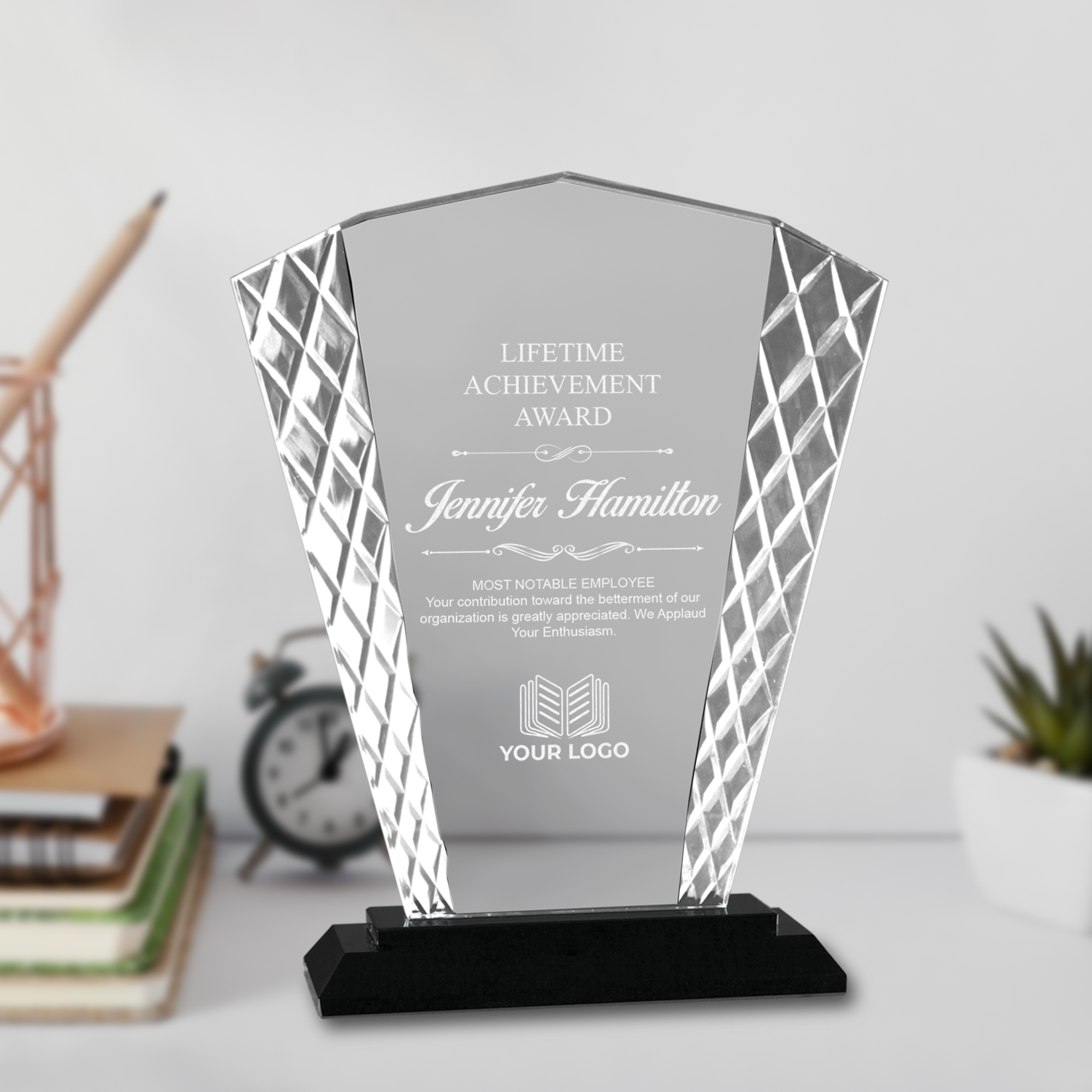 Personalized Fan Accent Glass Award