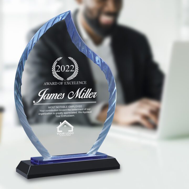 Personalized Flame Accent Glass Award - Image 3