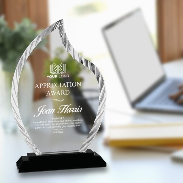 Personalized Flame Accent Glass Award - Image 4