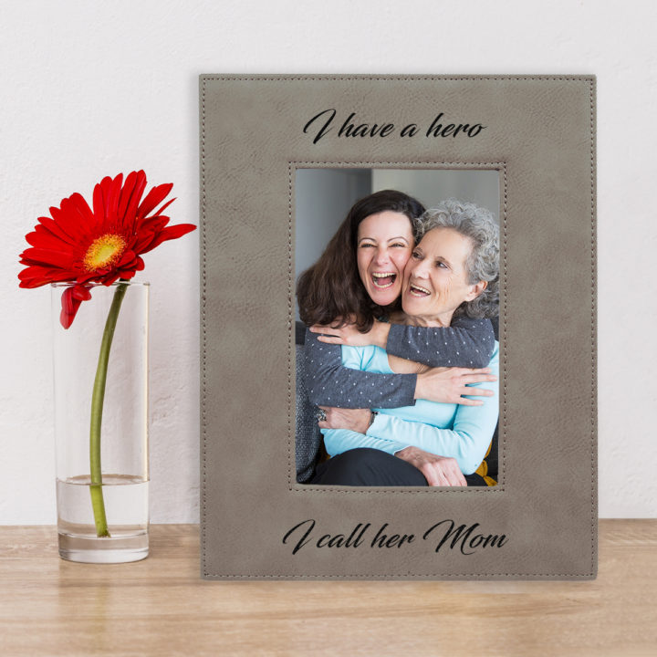 custom engraved faux leather photo frame 4x6