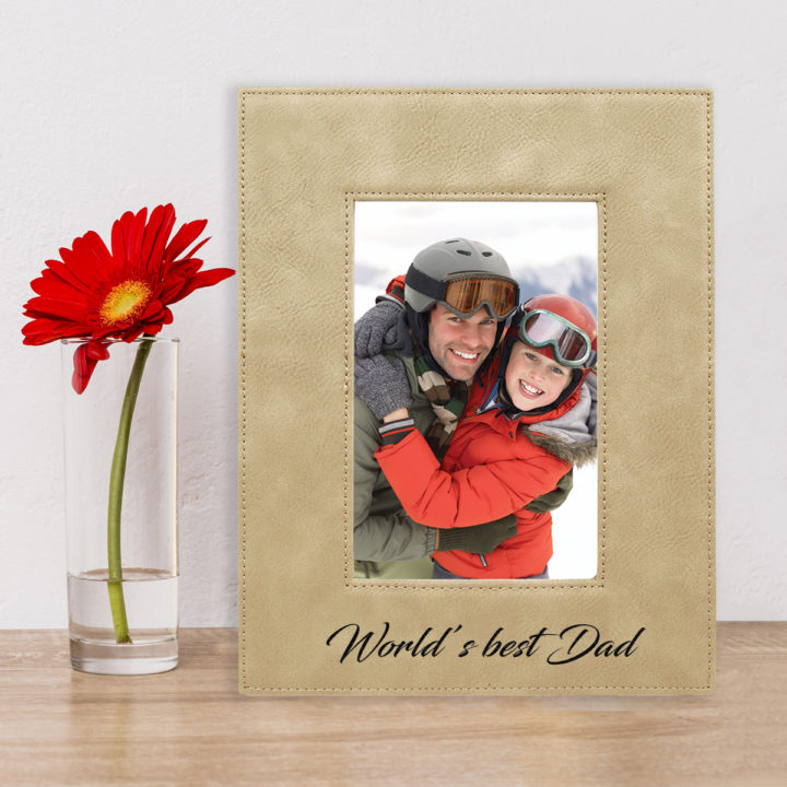 custom engraved faux leather photo frame 4x6