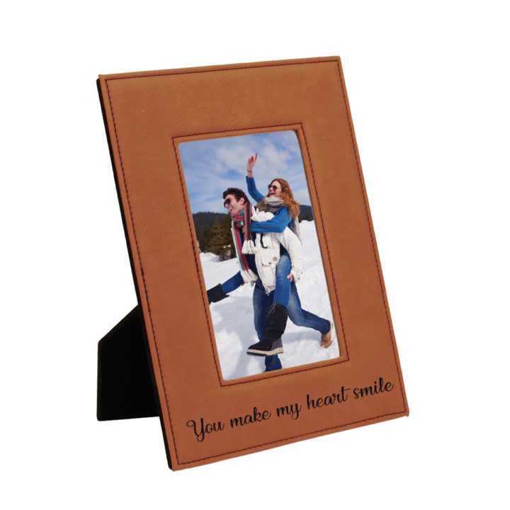 custom engraved faux leather photo frame 4x6