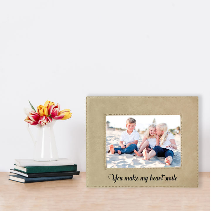 custom engraved faux leather photo frame 5x7