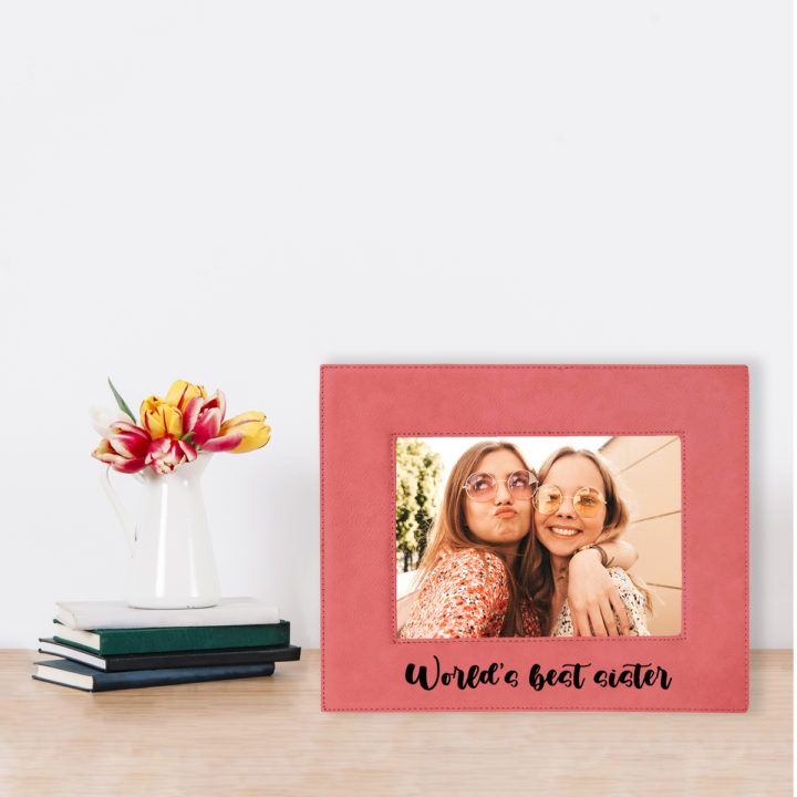 custom engraved faux leather photo frame 5x7