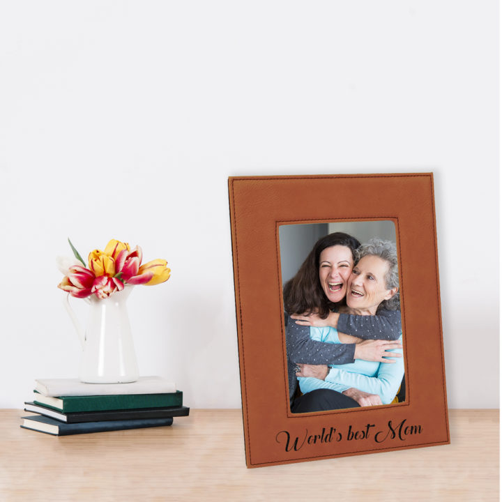 custom engraved faux leather photo frame 5x7