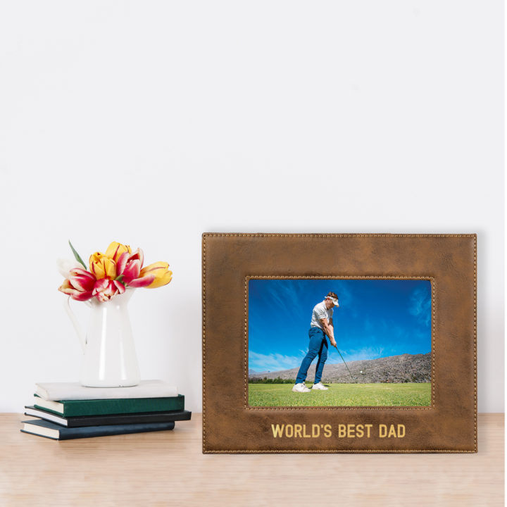 custom engraved faux leather photo frame 5x7