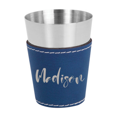 Personalized Leatherette Stainless Steel Shot Glass set of 4