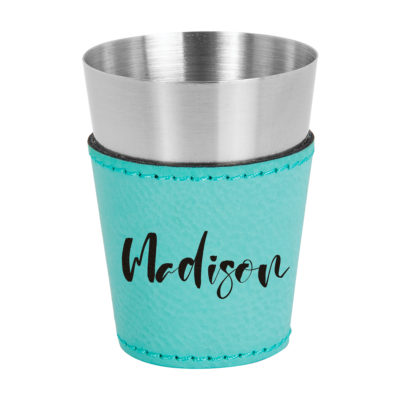 Personalized Leatherette Stainless Steel Shot Glass set of 4