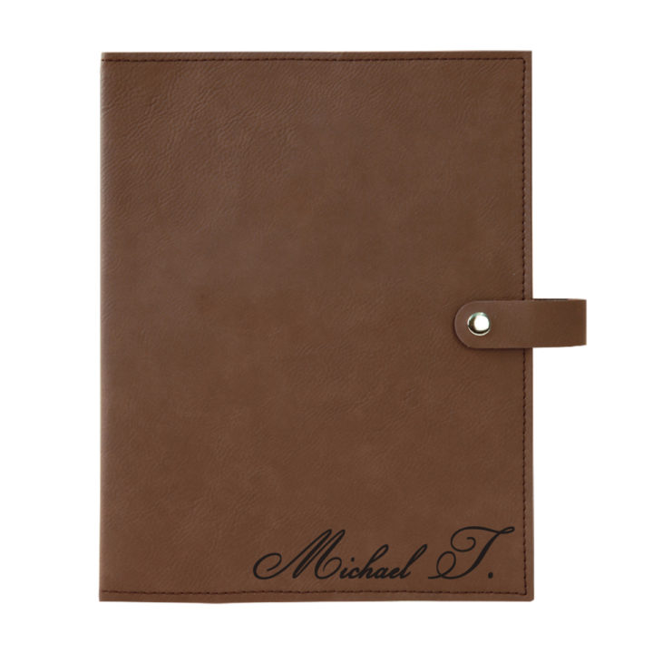 personalized laser engraved faux leather bible cover with clip closure