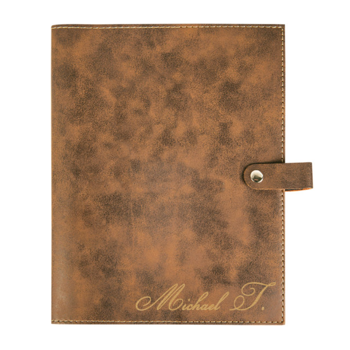 personalized laser engraved faux leather bible cover with clip closure