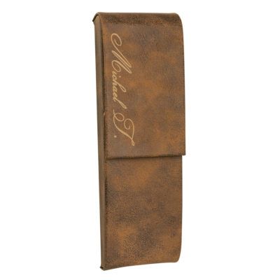 Personalized Leatherette Double Pen Case