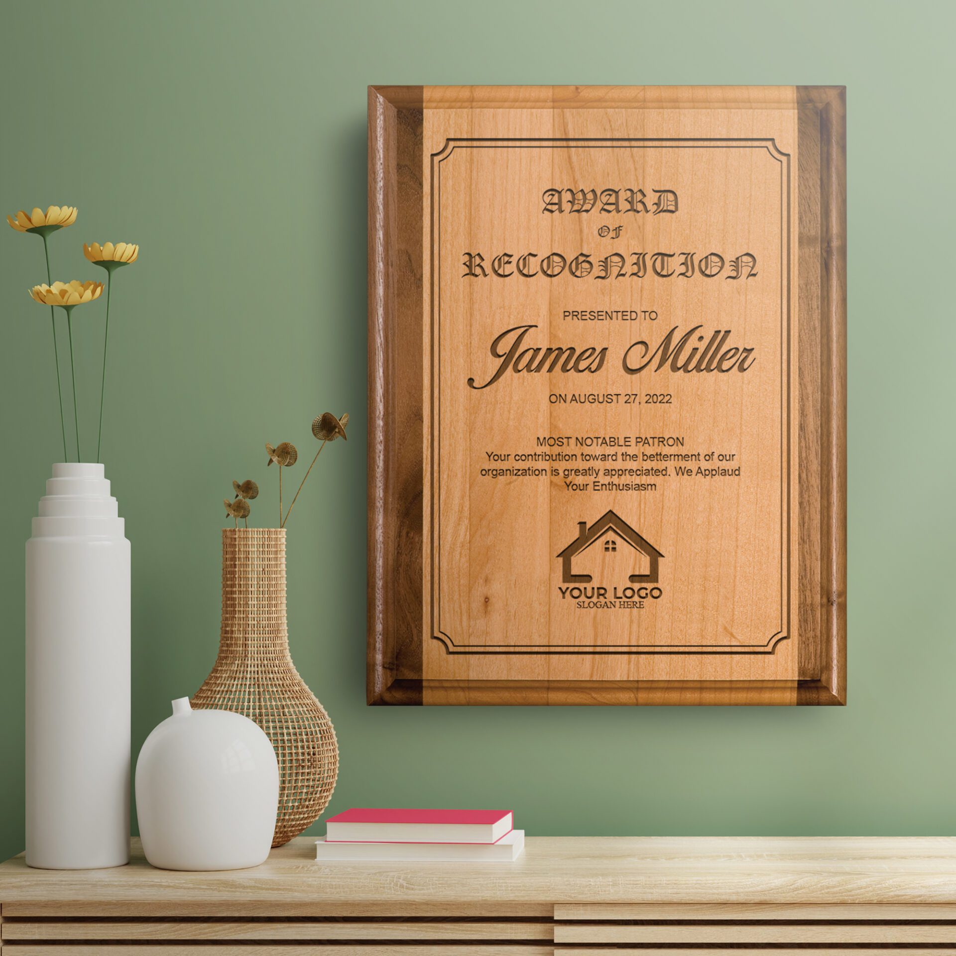 Personalized Red Alder & Walnut Plaque