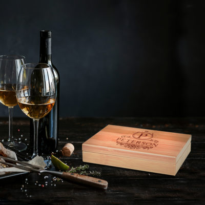 Personalized Hermes Bamboo 2 Piece Wine Tool Set