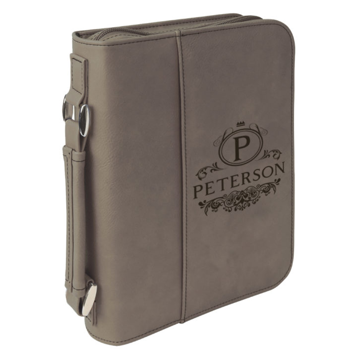 personalized laser engraved faux leather bible cover with handle and zipper