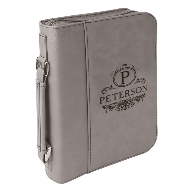 personalized laser engraved faux leather bible cover with handle and zipper