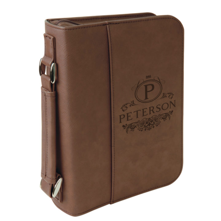 personalized laser engraved faux leather bible cover with handle and zipper