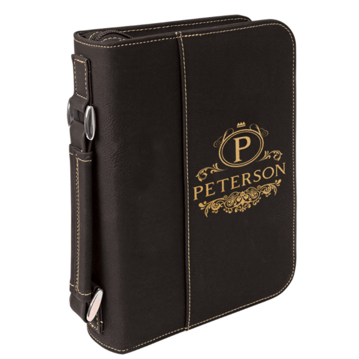 personalized laser engraved faux leather bible cover with handle and zipper