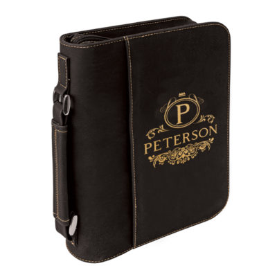 personalized laser engraved faux leather bible cover with handle and zipper