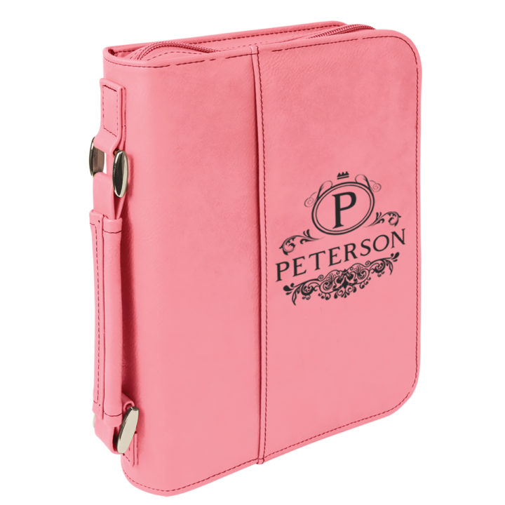 personalized laser engraved faux leather bible cover with handle and zipper