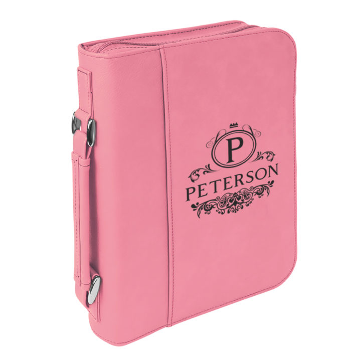 personalized laser engraved faux leather bible cover with handle and zipper