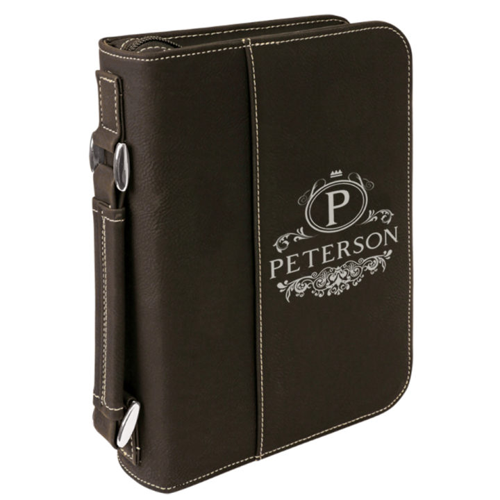 personalized laser engraved faux leather bible cover with handle and zipper