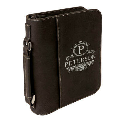 personalized laser engraved faux leather bible cover with handle and zipper