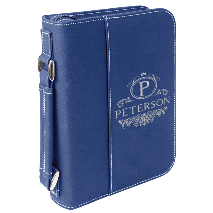 personalized laser engraved faux leather bible cover with handle and zipper