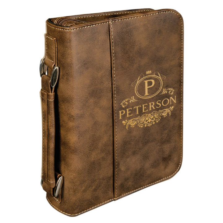 personalized laser engraved faux leather bible cover with handle and zipper