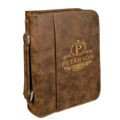 personalized laser engraved faux leather bible cover with handle and zipper