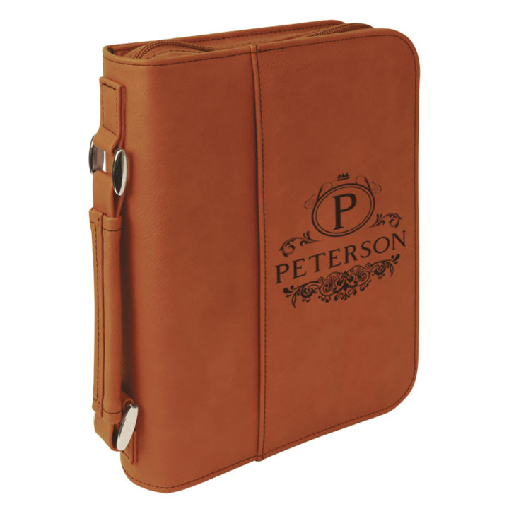 personalized laser engraved faux leather bible cover with handle and zipper